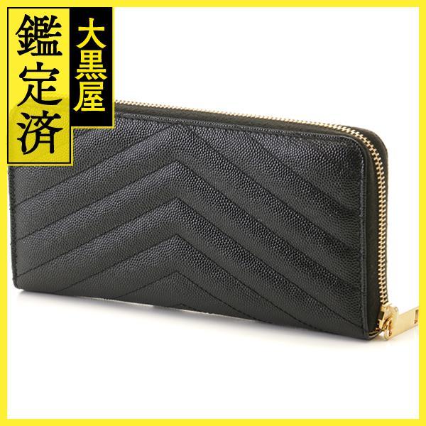 SAINT LAURENT サンローラン ラウンドファスナー長さ財布 ブラック 
