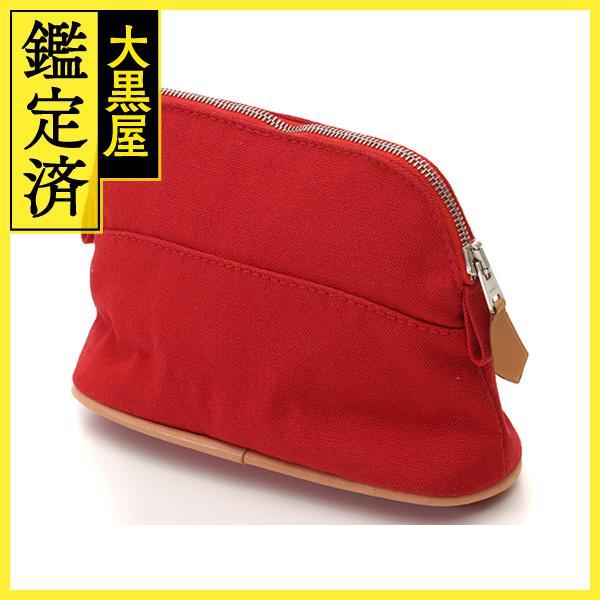 美品HERMESボリードMM　ポーチ　赤ボルドー HERMES（エルメス） Herm〓s ボリードポーチ16 レッド／SV 【471】 Y