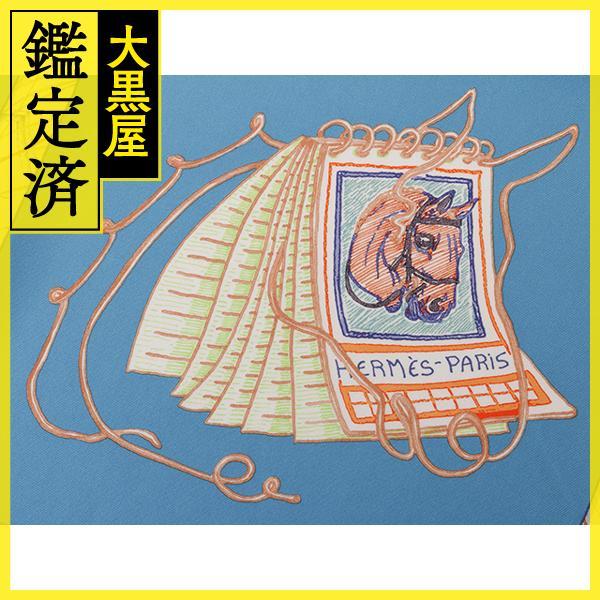 HERMES（エルメス） カレ90 スカーフ CHEVALOSCOPE ブルー オレンジ