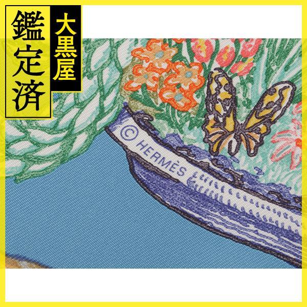HERMES（エルメス） カレ90 スカーフ CHEVALOSCOPE ブルー オレンジ