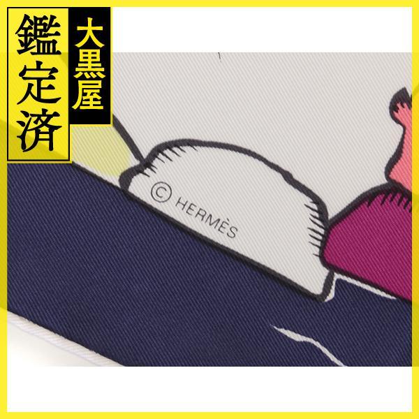 HERMES（エルメス） スカーフ カレ90 MILLE ET UN LAPINS マリン
