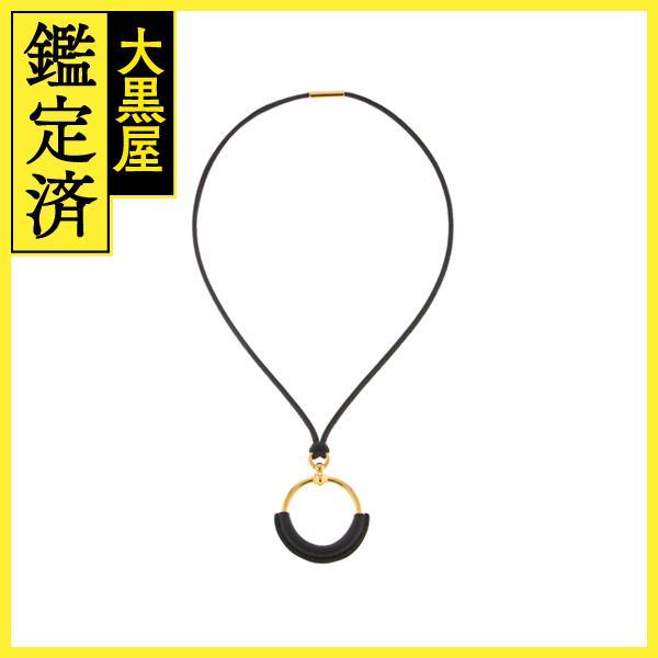 HERMES エルメス ループグランネックレス ブラック/GP ヴォー 