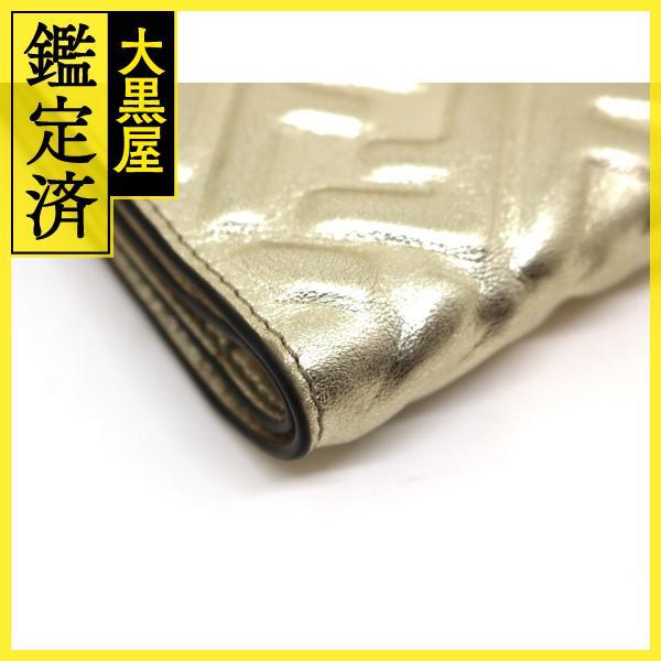 FENDI FFエンボス バゲット 二つ折財布 8M0447 ゴールド GP