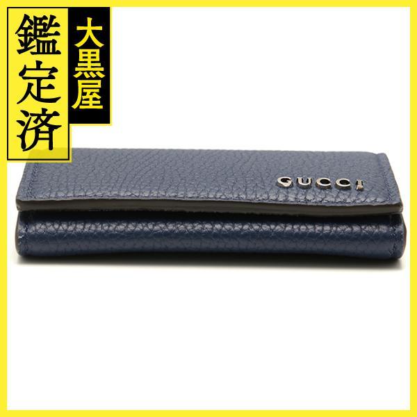 GUCCI（グッチ） ロゴ カードケース 名刺入れ 771152 ネイビー レザー