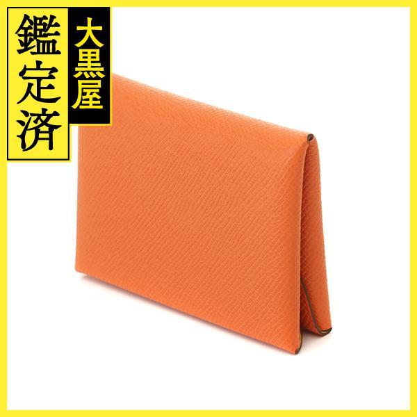 HERMES エルメス カルヴィデュオ ヴェルソ オレンジ 240824 コイン  