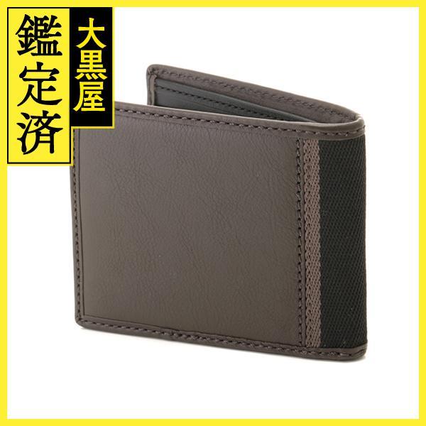 COACH（コーチ） 二つ折り札入れ ブラウン ブラック レザー キャンバス