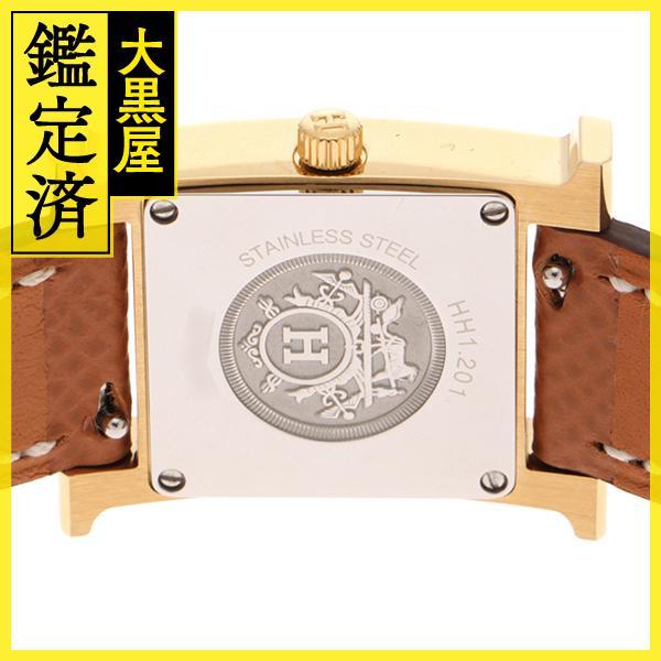 HERMES エルメス 腕時計 Hウォッチ HH1.201 ホワイト文字盤 ゴールド  