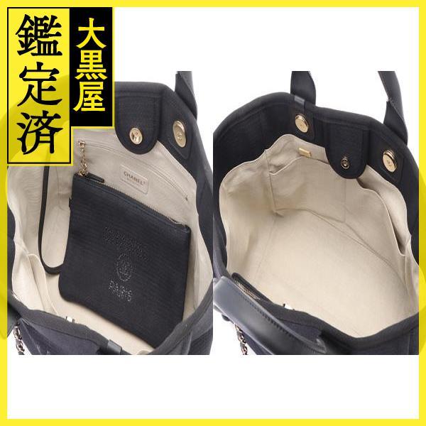 CHANEL（シャネル） ドーヴィルMM ブラック／GP キャンバス