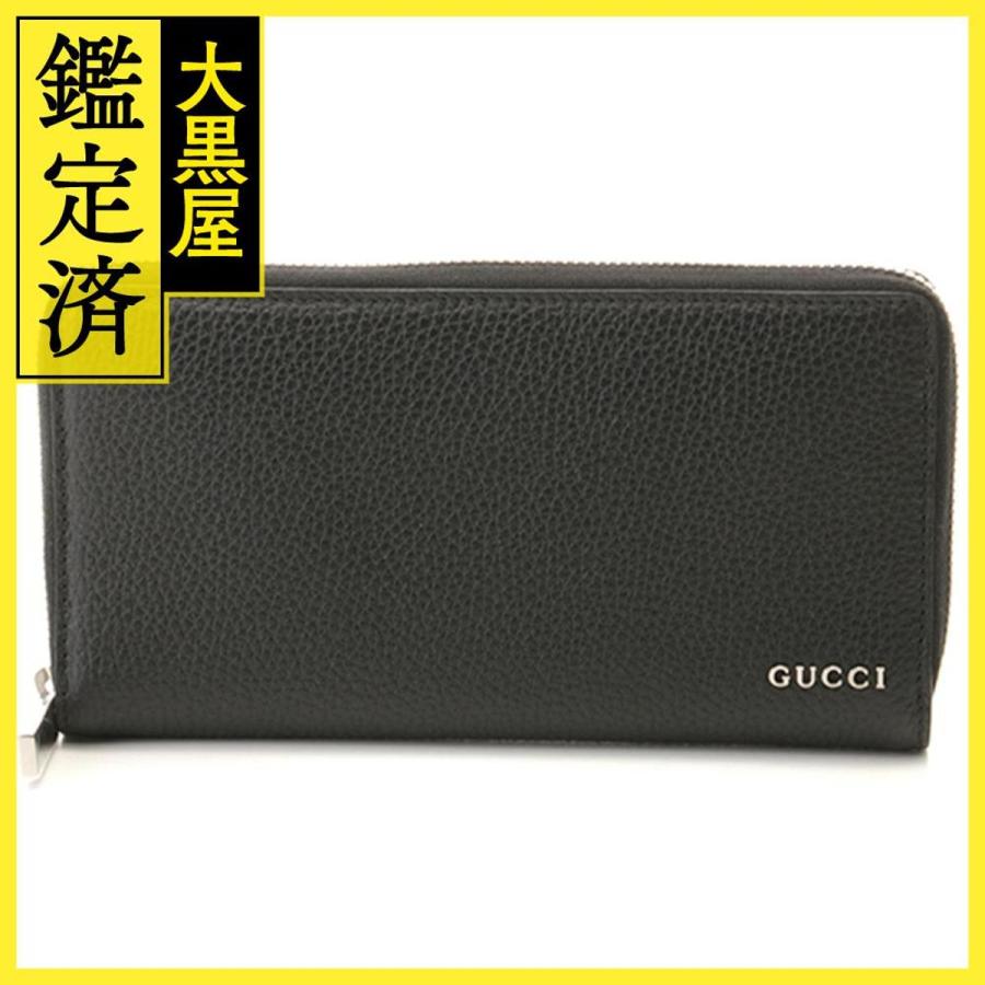 GUCCI（グッチ） ロゴジップアラウンドウォレット ブラック レザー