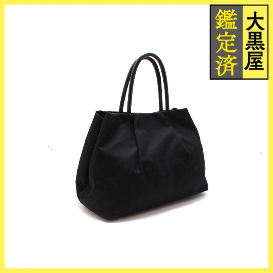 お*ゅ様 プラダ トートバッグ 黒 ナイロン リボン レザー ブラック 金具 PRADA（プラダ） リボントートバッグ ブラック ナイロン/レザー : 質屋