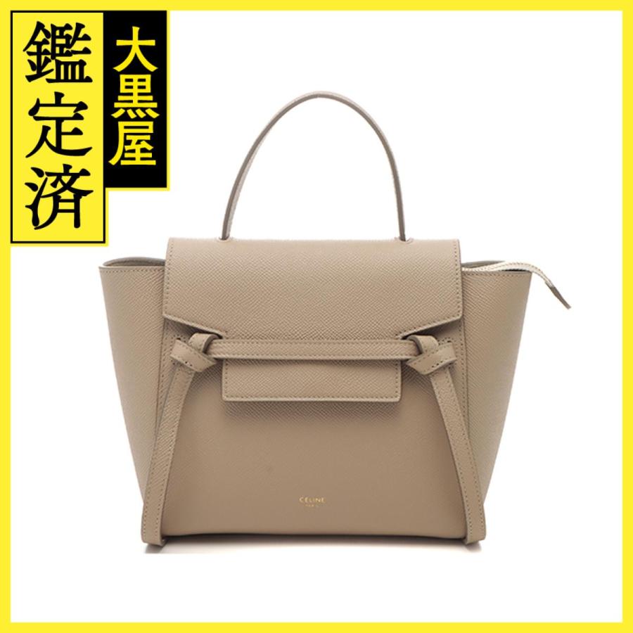CELINE CELINE セリーヌ ベルトバッグ ナノ ライトトープ レザー 