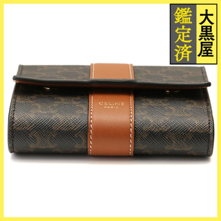 ［美品］セリーヌ　トリオンフ　スモールトリフォールドウォレット　タン　付属品完備 CELINE（セリーヌ） 超美品 トリオンフ スモール トリフォールド
