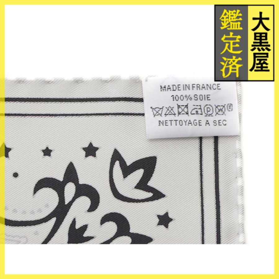【新品未使用タグつき】エルメス　スカーフ　カレ　55 シルク　ブラック×ホワイト エルメス カレ 55/スカーフ/シルク/タートル・バンダナ/2026SS/希少