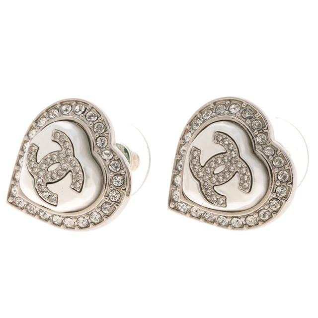 CHANEL シャネル ピアス ハート クリスタル ココマーク CHANEL（シャネル） ココマークハートモチーフピアス メタル(SS