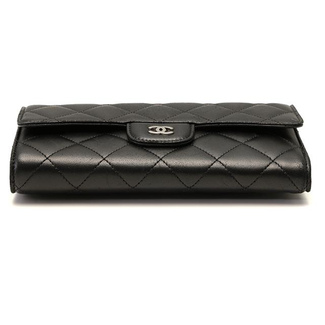 CHANEL（シャネル） バッグ マトラッセ 三つ折長財布 ブラック/SV