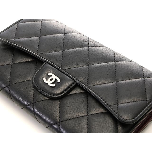 CHANEL（シャネル） バッグ マトラッセ 三つ折長財布 ブラック/SV
