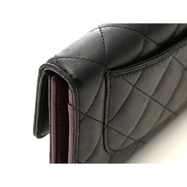 CHANEL（シャネル） バッグ マトラッセ 三つ折長財布 ブラック/SV 
