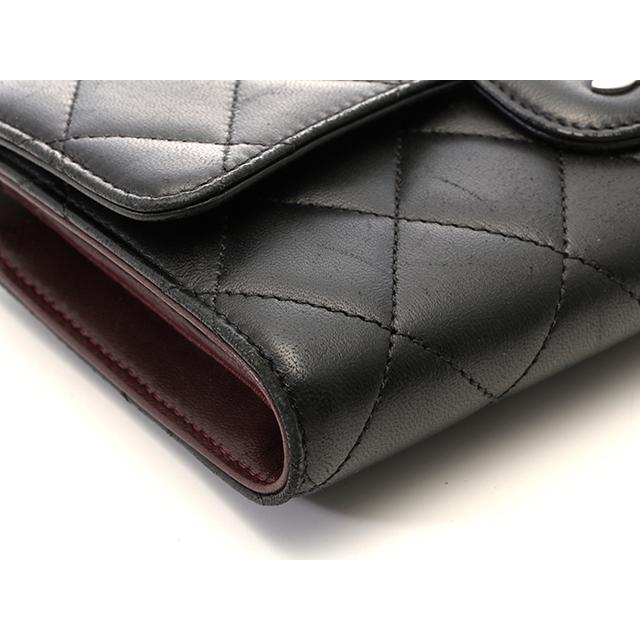CHANEL（シャネル） バッグ マトラッセ 三つ折長財布 ブラック/SV