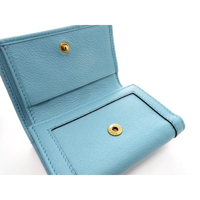 グッチ　折り財布　GGキャンバス　ロゴプレート　ミディアム　総柄　レザー GUCCI（グッチ） ダブルG ダイアナ ミディアムウォレット ブルー