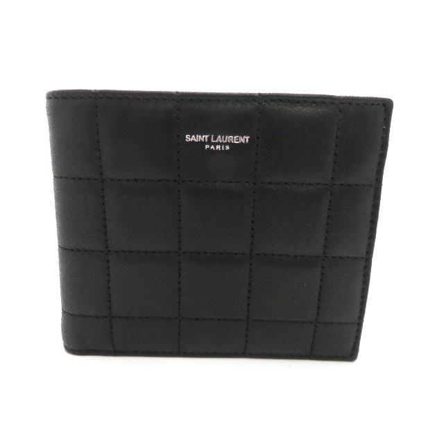 SAINT LAURENT 二つ折り財布 キルティングレザー SAINT LAURENT サンローラン キルティング ロゴ イースト/ウェスト