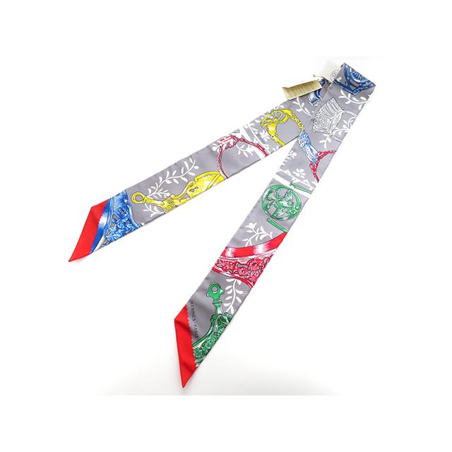 HERMES エルメス ツイリー Etriers Remix 063502S スカーフ_x000D_
 シルク キャバン/ブラン/キャラメル レディース【中古】207 HERMES（エルメス） ツイリー Etriers Remix 063502S スカーフ シルク