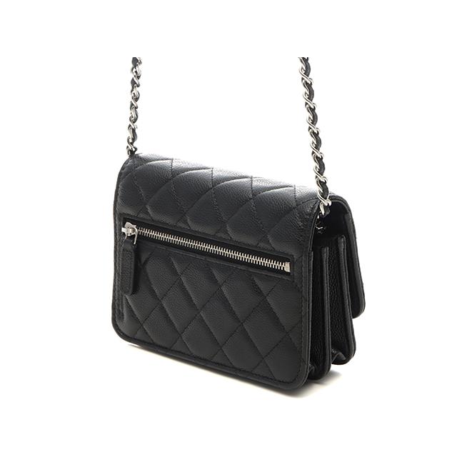 CHANEL（シャネル） マトラッセ ミニチェーンウォレット ブラック/SV 