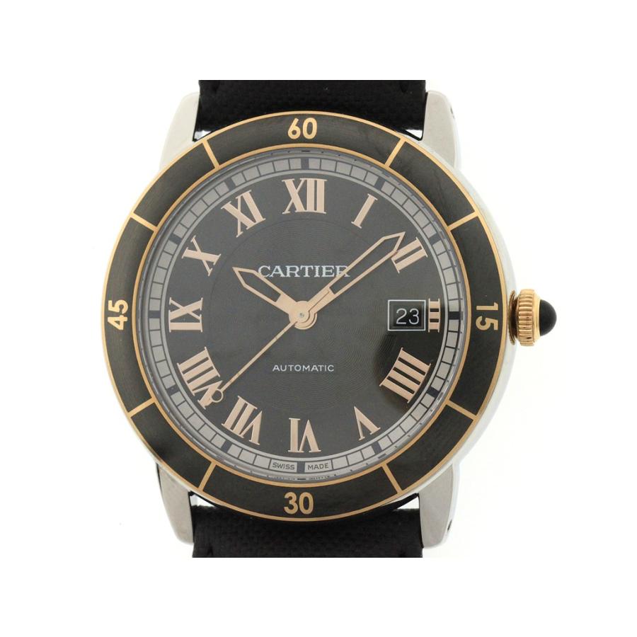内部点検済 Cartier カルティエ ロンド クロワジエール ドゥ カルティエ W2RN0005 デイト 100ｍ防水 グレー PG ピンクゴールド SS ステンレス 純正ベルト 純正Dバックル メンズ 自動巻き【6ヶ月保証】【腕時計】【中古】 Cartier（カルティエ） ロンド クロワジエール ドゥ W2RN0005 腕時計