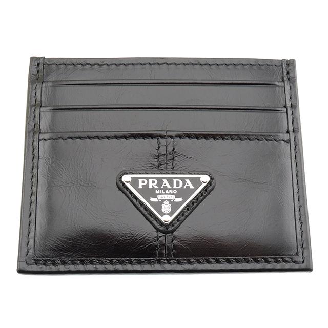 PRADA（プラダ） トライアングル カードケース ブラック レザー 2MC025
