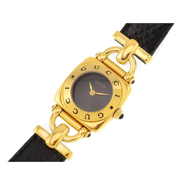 GUCCI（グッチ） ホースビット 6300L ゴールドメッキ/本革 ブラック