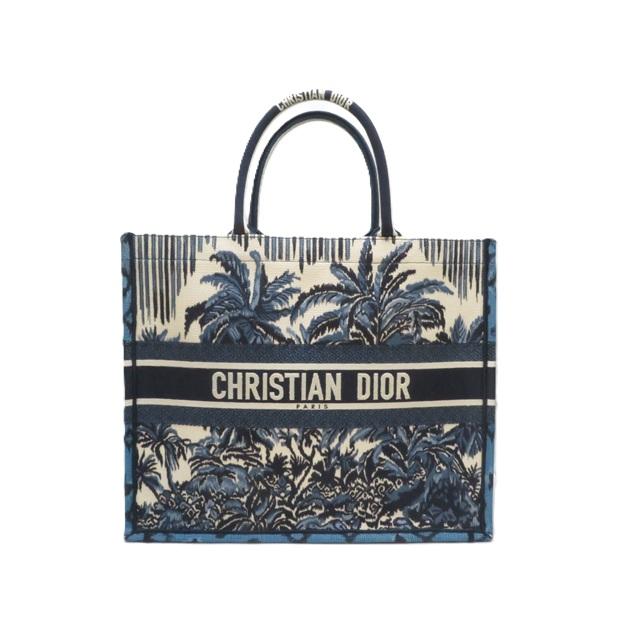 Dior ディオール パームズ ブックトート ラージ キャンバス ネイビー