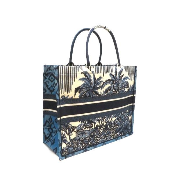 Dior ディオール パームズ ブックトート ラージ キャンバス ネイビー