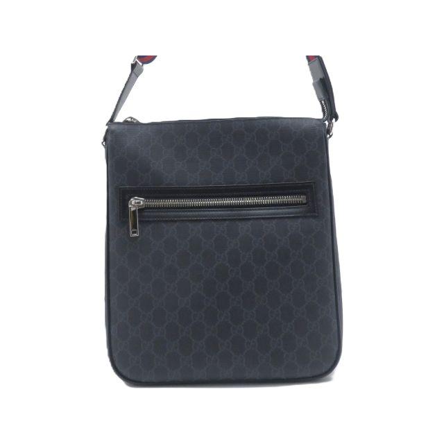 GUCCI グッチ バッグ GGスプリーム ショルダーバッグ ブラック PVC/レザー ﾊﾞｯｸﾞ 792081 ショルダーバッグ_x000D_
 PVCコーティングキャンバス/レザー ブラック メンズ【中古】431 GUCCI（グッチ） バッグ GGスプリーム ショルダーバッグ ブラック