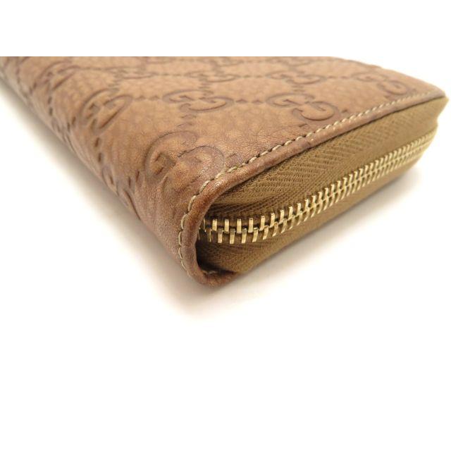 グッチ 長財布 ラウンドファスナー GG柄 シマ バンブー レザー ブラウン GUCCI（グッチ） バッグ バンブー グッチシマ ラウンド長財布 ブラウン