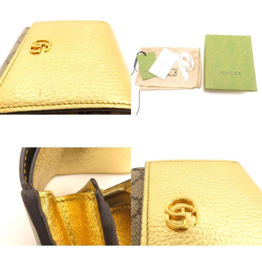 GUCCI（グッチ） ダブルG/スプリーム ミディアムウォレット ゴールド 