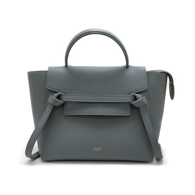 CELINE（セリーヌ） ベルトバッグ マイクロ ブルーグレー レザー 