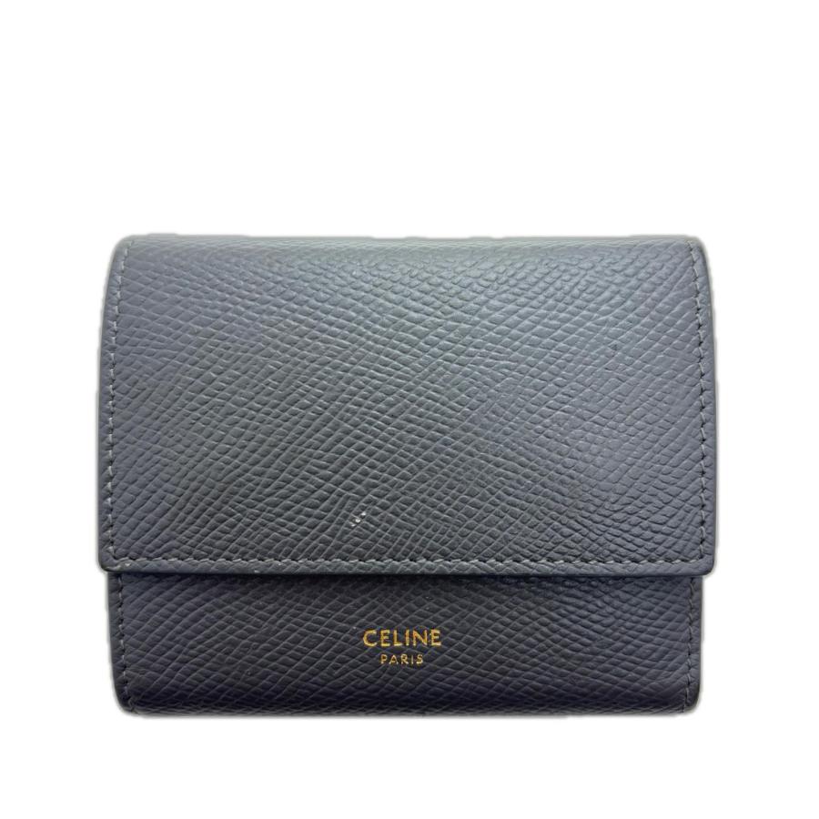 CELINE（セリーヌ） スモールトリフォールドウォレット グレー レザー