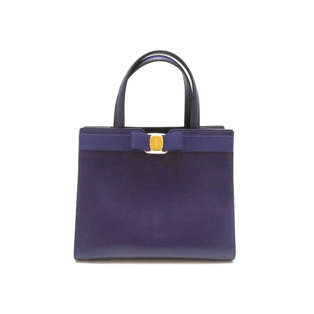 フェラガモ　ヴァラリボン　ショルダーバッグ　2way レザー　ネイビー Salvatore Ferragamo サルヴァトーレフェラガモ ヴァラリボン 2WAY