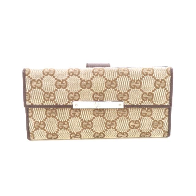GUCCI（グッチ） GG Wホック長財布 ベージュ/ダークブラウン 