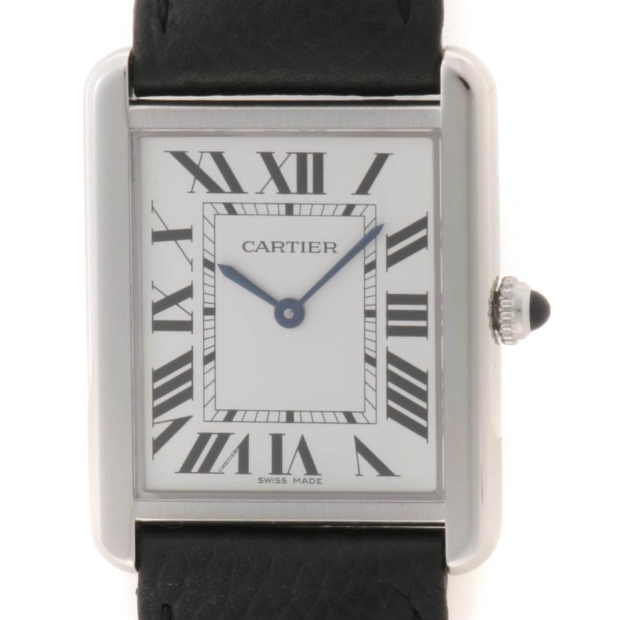 CARTIER カルティエ タンク・ソロ LM WSTA0028 腕時計_x000D_
 ステンレススチール/レザー シルバー クオーツ シルバー文字盤 メンズ【中古】431 Cartier（カルティエ） タンク・ソロ LM WSTA0028 腕時計 ステンレス