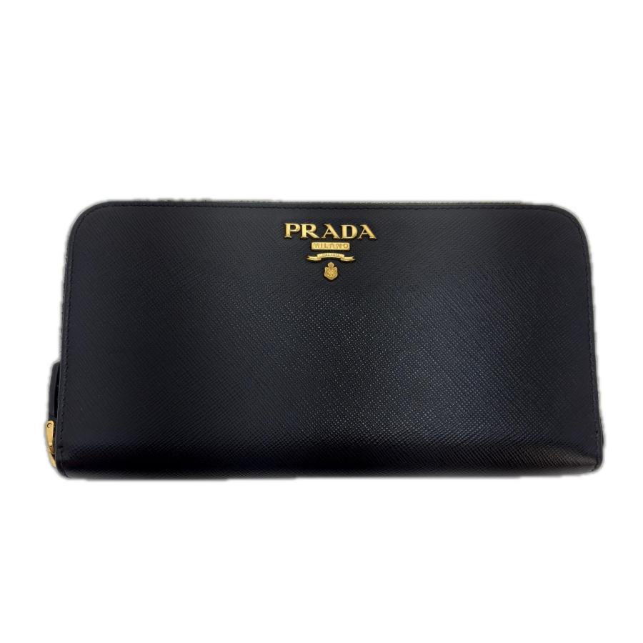 PRADA（プラダ） ラウンドファスナー長財布 ブラック サフィアーノ 