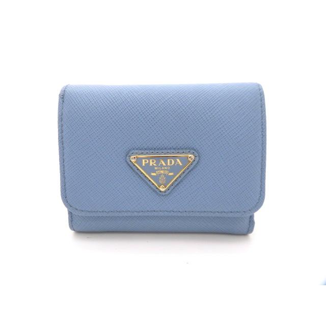 PRADA（プラダ） 三つ折り財布 サフィアーノ ライトブルー【中古
