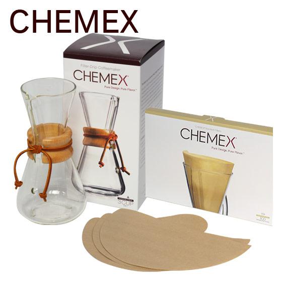 CHEMEX（ケメックス）コーヒーメーカーセット ハンドブロウ 3カップ用 ドリップ式＋フィルターペーパー ボンデッドタイプ(無漂白）半円型タイプ  100枚入り :chx0201-2:daily-3.com - 通販 - Yahoo!ショッピング
