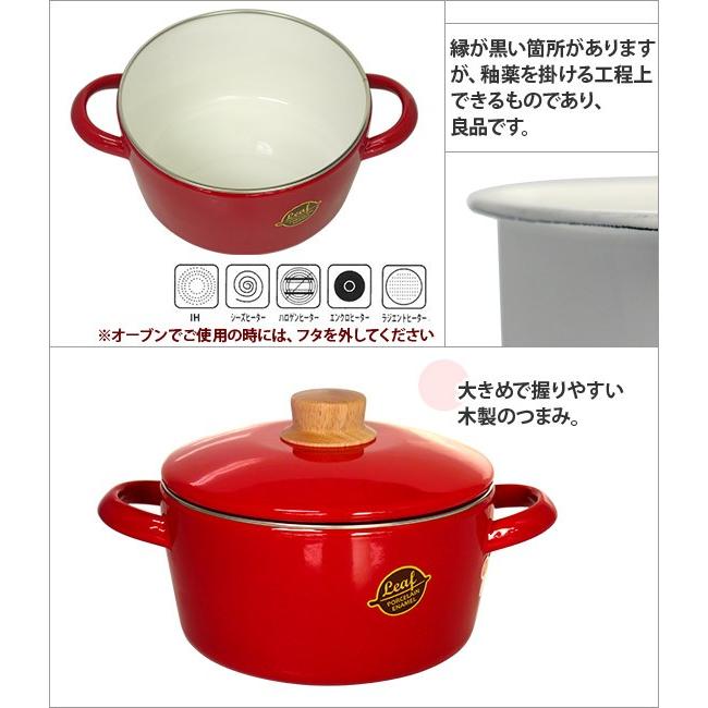 Red Leaf Series 富士ホーロー デイリーウェア レッド リーフ 両手鍋