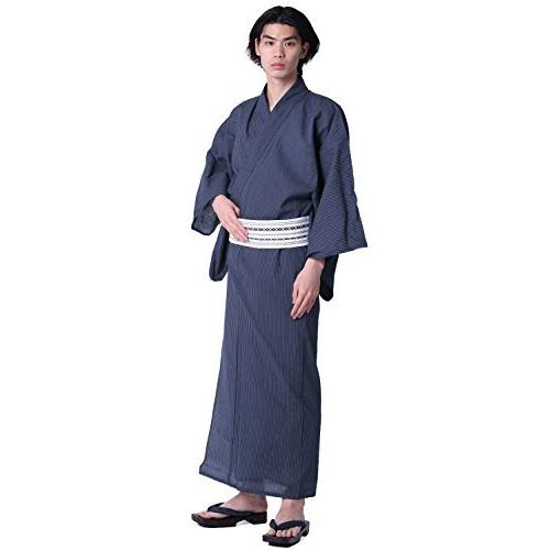 男着物の加藤商店 ファッション 濃紺 浴衣 メンズ セット 5点セット 着付けガイドブック付き 男着物専門店品質 メンズ浴衣 綿麻浴衣 着付けガイドブック付き 角帯 腰紐 下駄 M 濃紺 A B00cu4a2 2403 Daily Earth