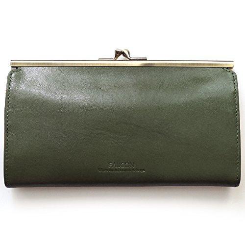 フォコン Faucon がま口 長財布 レディース レディースファッション 革 イタリアレザー A B075cxxpqk 2406 長財布 Faucon Daily グリーン かわいい Earth 3425 人気ブラドン の