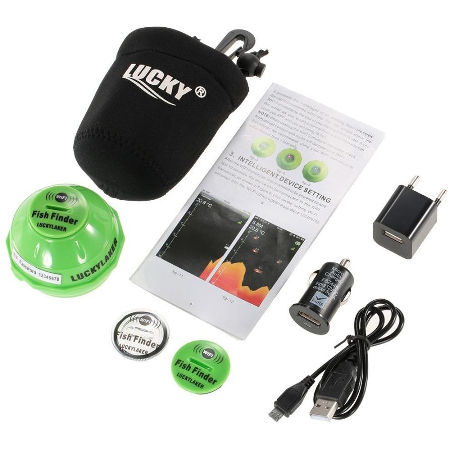 ラッキーレイカー 魚群探知機 125khzスマートソナーワイヤレスwifiフィッシュファインダー ios 50mの深さの魚の検出器 ラッキーレイカー125KHzスマートソナーワイヤレスWi-Fiフィッシュ