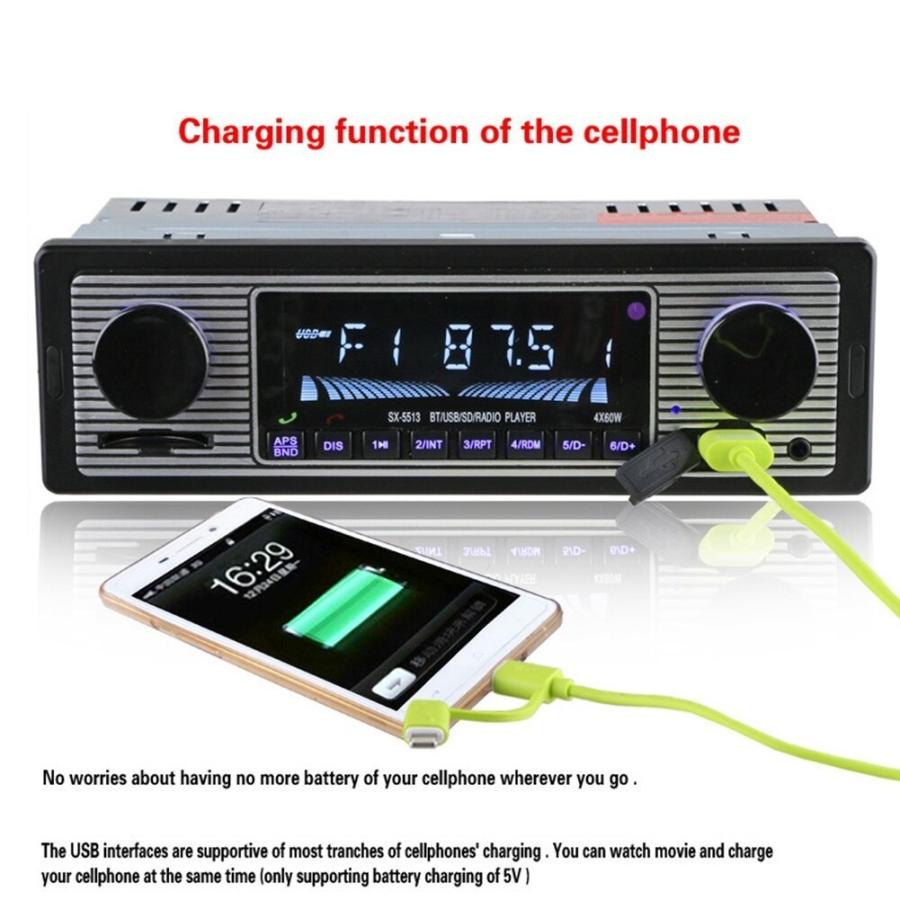 Bluetooth ヴィンテージ車ラジオ MP3 プレーヤーステレオ USB AUX