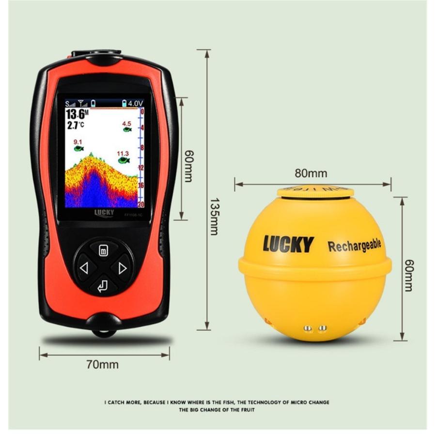 LUCKY 魚群探知機 ポータブル 魚探 バス ワカサギ LUCKYLAKER 魚群探知機 防水 ワイヤレス 魚探 投げ釣り ワカサギ