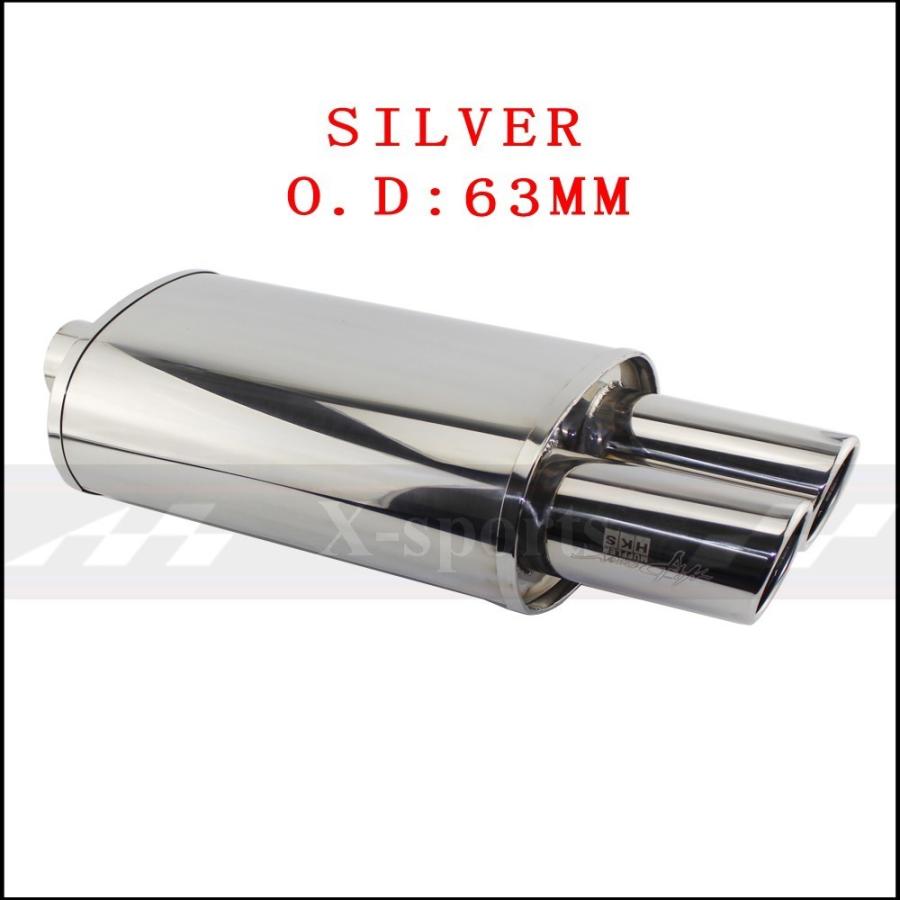 汎用 リヤマフラー デュアルテール2本出し チタン風焼け色入り