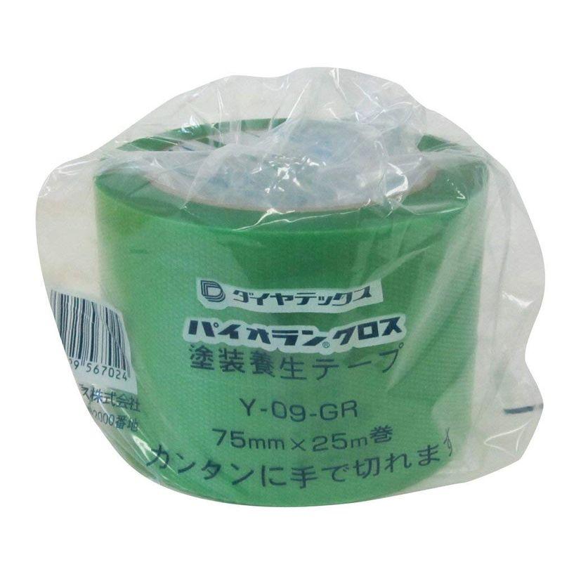 粘着テープ　緑　パイオランテープ　75mm×25m54巻セット　養生用　特殊用途　手で簡単に切れる　ダイヤテックス　Y-09　梱包用　気密用